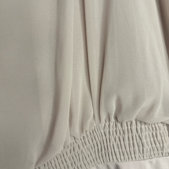 Cream dress bat wing open shoulder cold shoulder sparkly sequin tan flowy luxe - Picture 6 of 11